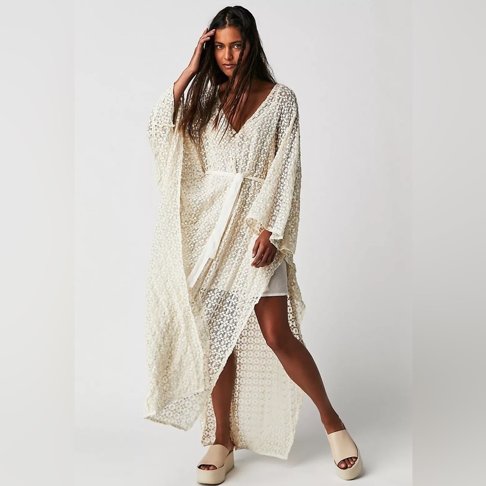 NWT Free People Helene Crochet Sequins Kaftan Size XS/S